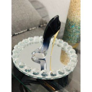 Tray serving tray mirror cacke plates rectangle crystal clear white stand